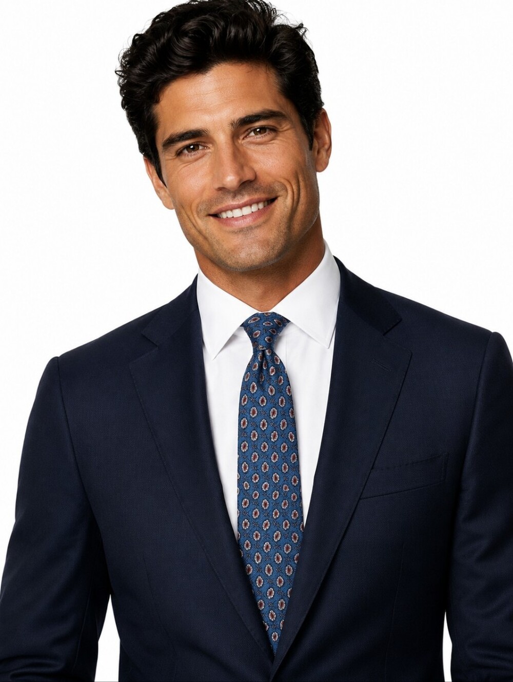 Oscar de la Renta Men’s Blue Geometric Pattern Silk Tie